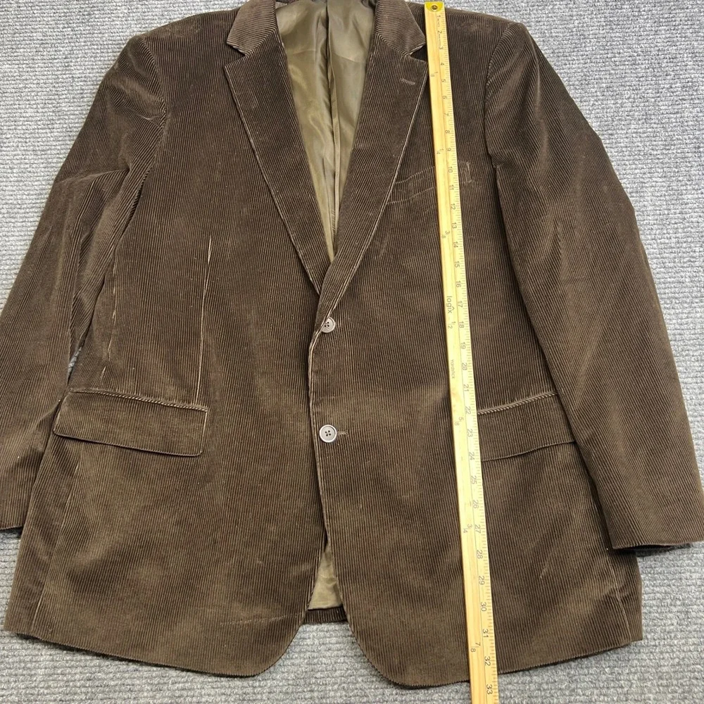 Saddlebred Mens Corduroy Blazer Jacket Brown 2 Button Notch Lapel 46R Regular